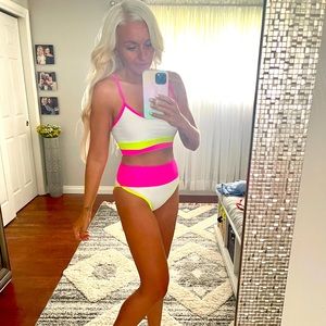 Colorblock High Waisted Bikini